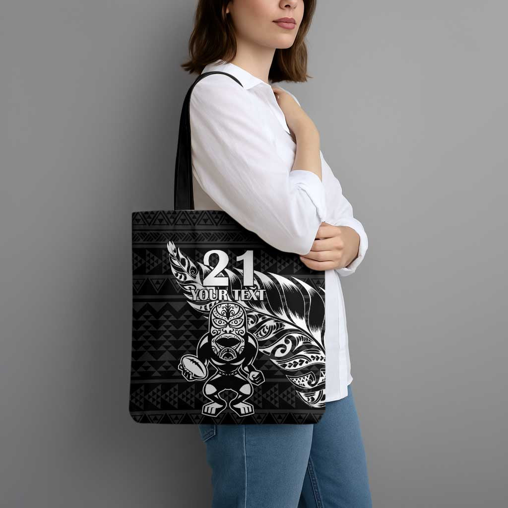New Zealand Rugby Warrior Custom Tote Bag Black Fern Taniko Motif - Aussie Hoodie