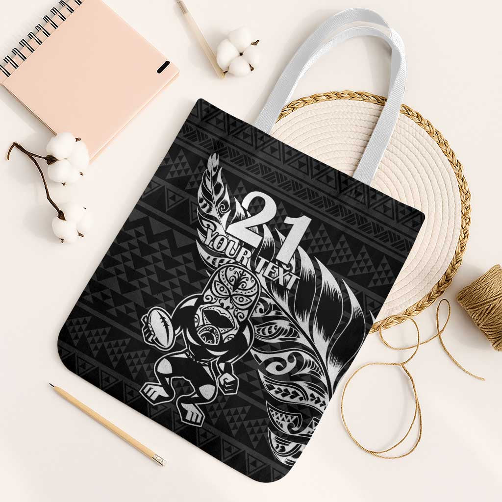 New Zealand Rugby Warrior Custom Tote Bag Black Fern Taniko Motif - Aussie Hoodie