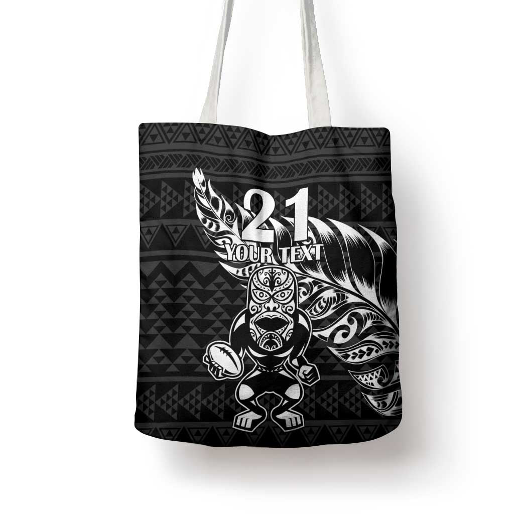 New Zealand Rugby Warrior Custom Tote Bag Black Fern Taniko Motif - Aussie Hoodie