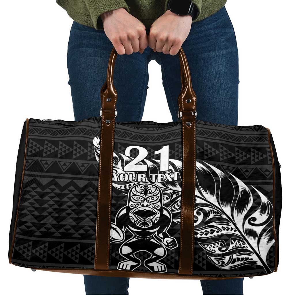 New Zealand Rugby Warrior Custom Travel Bag Black Fern Taniko Motif - Aussie Hoodie