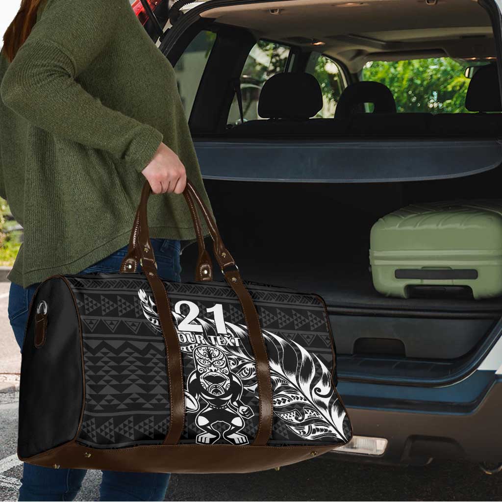New Zealand Rugby Warrior Custom Travel Bag Black Fern Taniko Motif - Aussie Hoodie