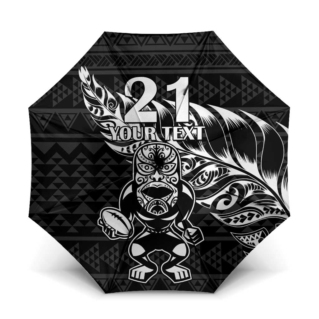 New Zealand Rugby Warrior Custom Umbrella Black Fern Taniko Motif - Aussie Hoodie