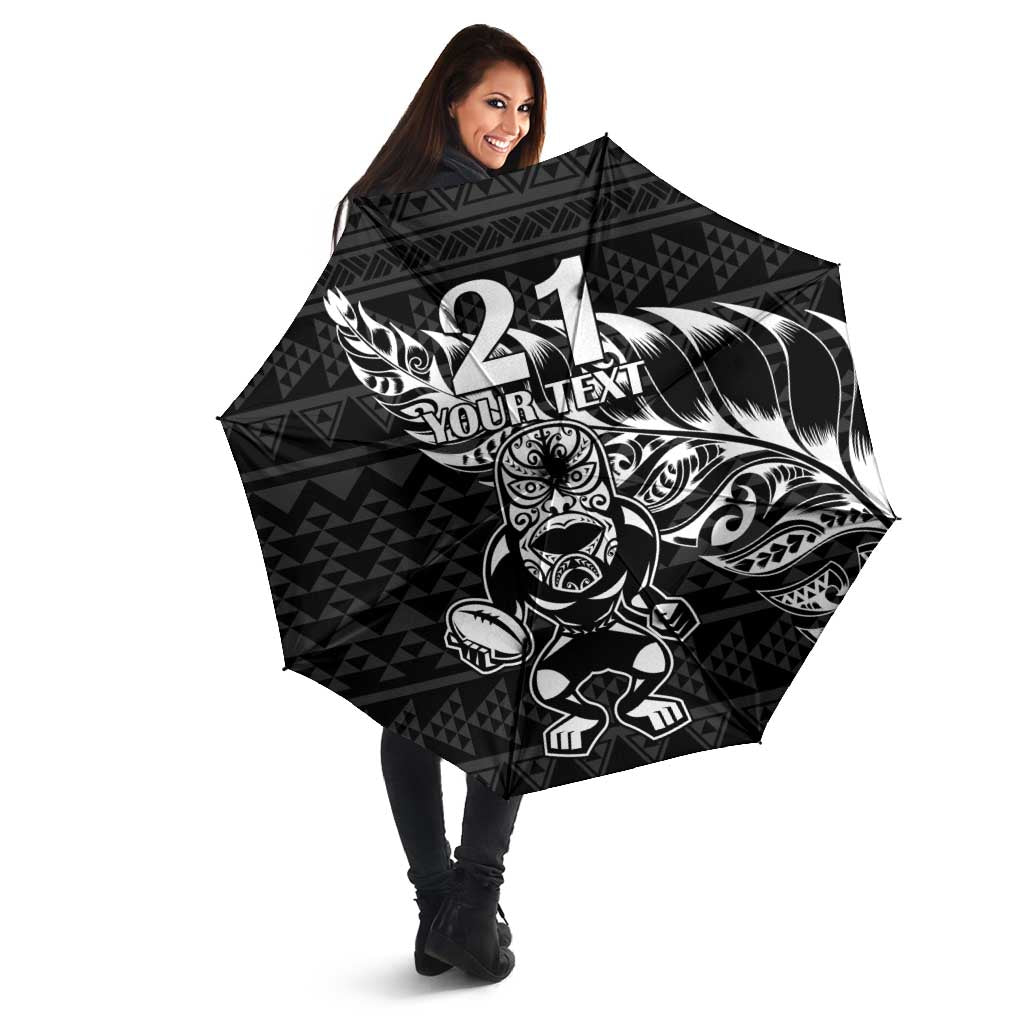 New Zealand Rugby Warrior Custom Umbrella Black Fern Taniko Motif - Aussie Hoodie