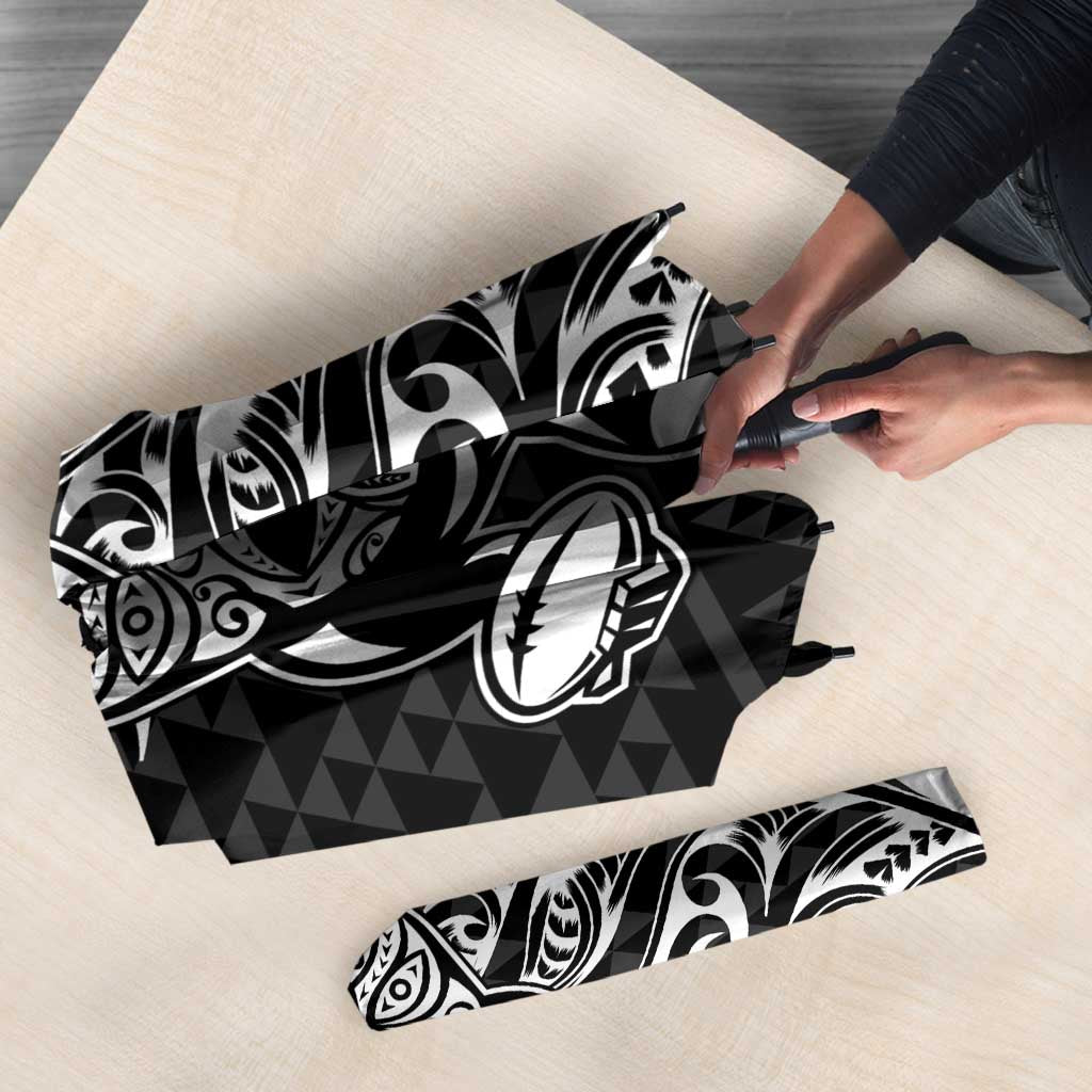 New Zealand Rugby Warrior Custom Umbrella Black Fern Taniko Motif - Aussie Hoodie