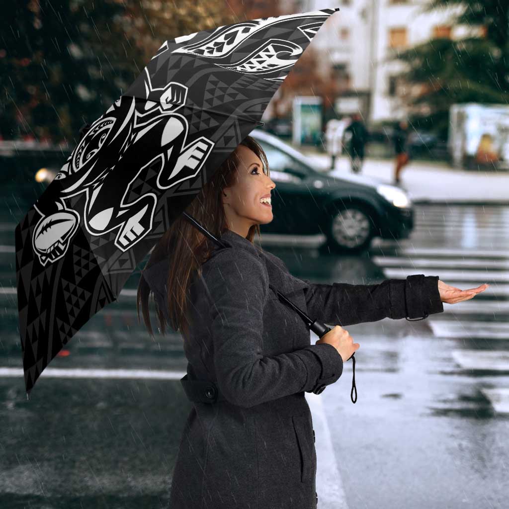 New Zealand Rugby Warrior Custom Umbrella Black Fern Taniko Motif - Aussie Hoodie