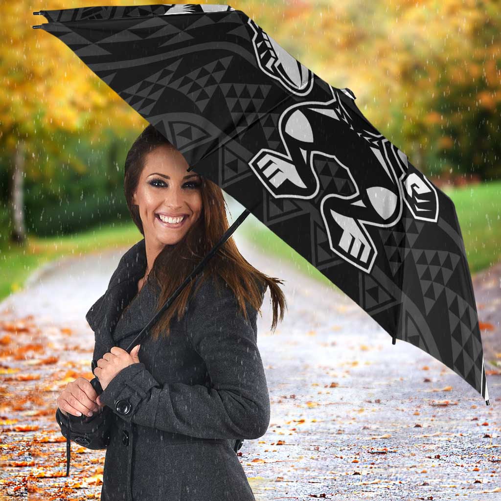 New Zealand Rugby Warrior Custom Umbrella Black Fern Taniko Motif - Aussie Hoodie