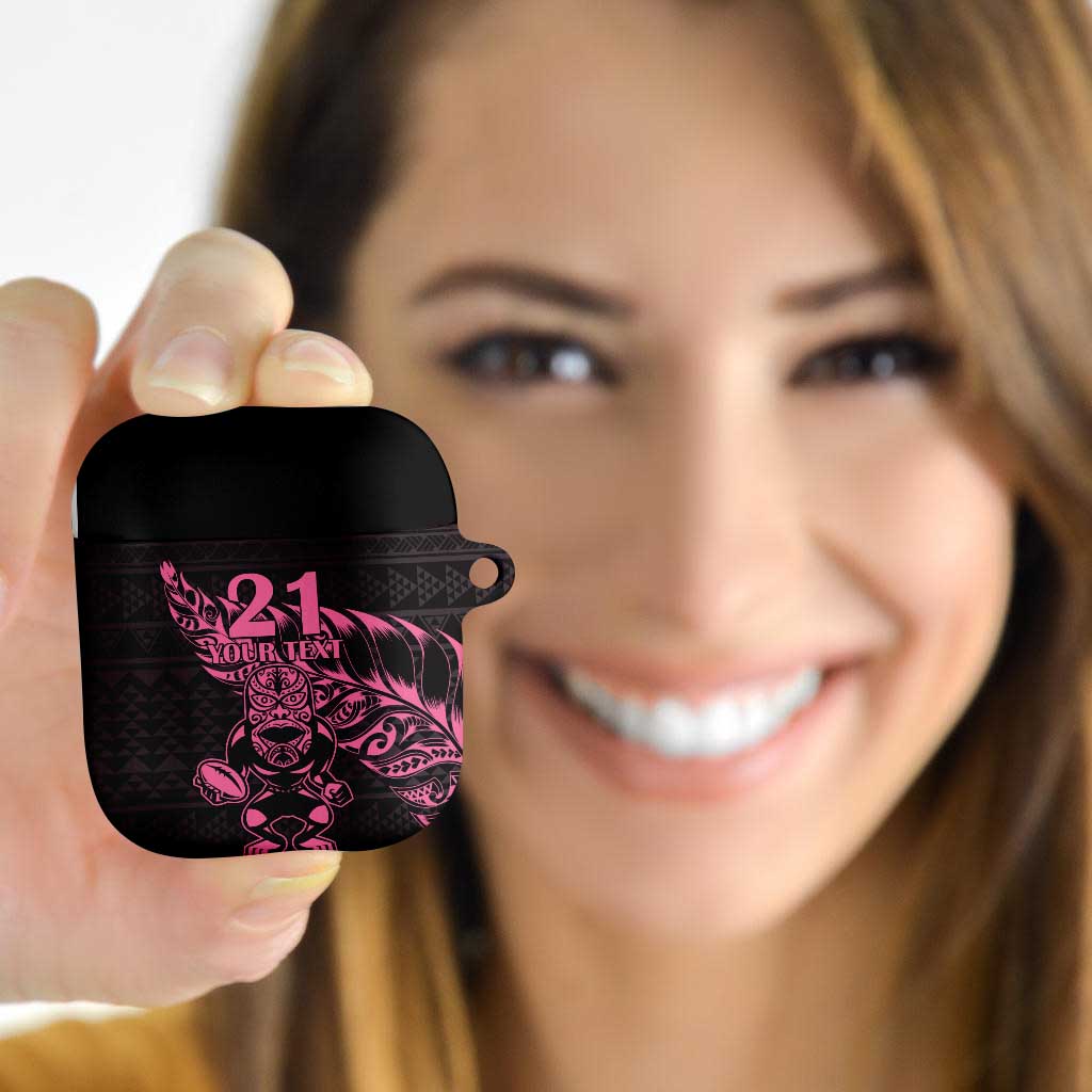 New Zealand Rugby Warrior Custom AirPods Case Pink Fern Taniko Motif - Aussie Hoodie