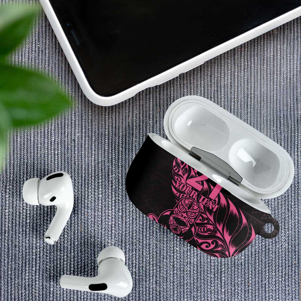 New Zealand Rugby Warrior Custom AirPods Case Pink Fern Taniko Motif - Aussie Hoodie