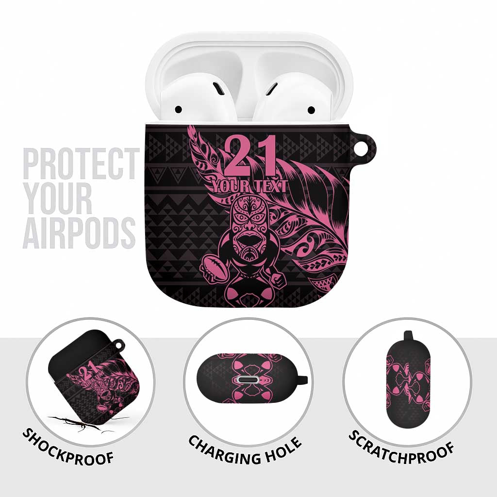 New Zealand Rugby Warrior Custom AirPods Case Pink Fern Taniko Motif - Aussie Hoodie
