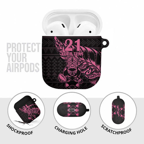 New Zealand Rugby Warrior Custom AirPods Case Pink Fern Taniko Motif - Aussie Hoodie