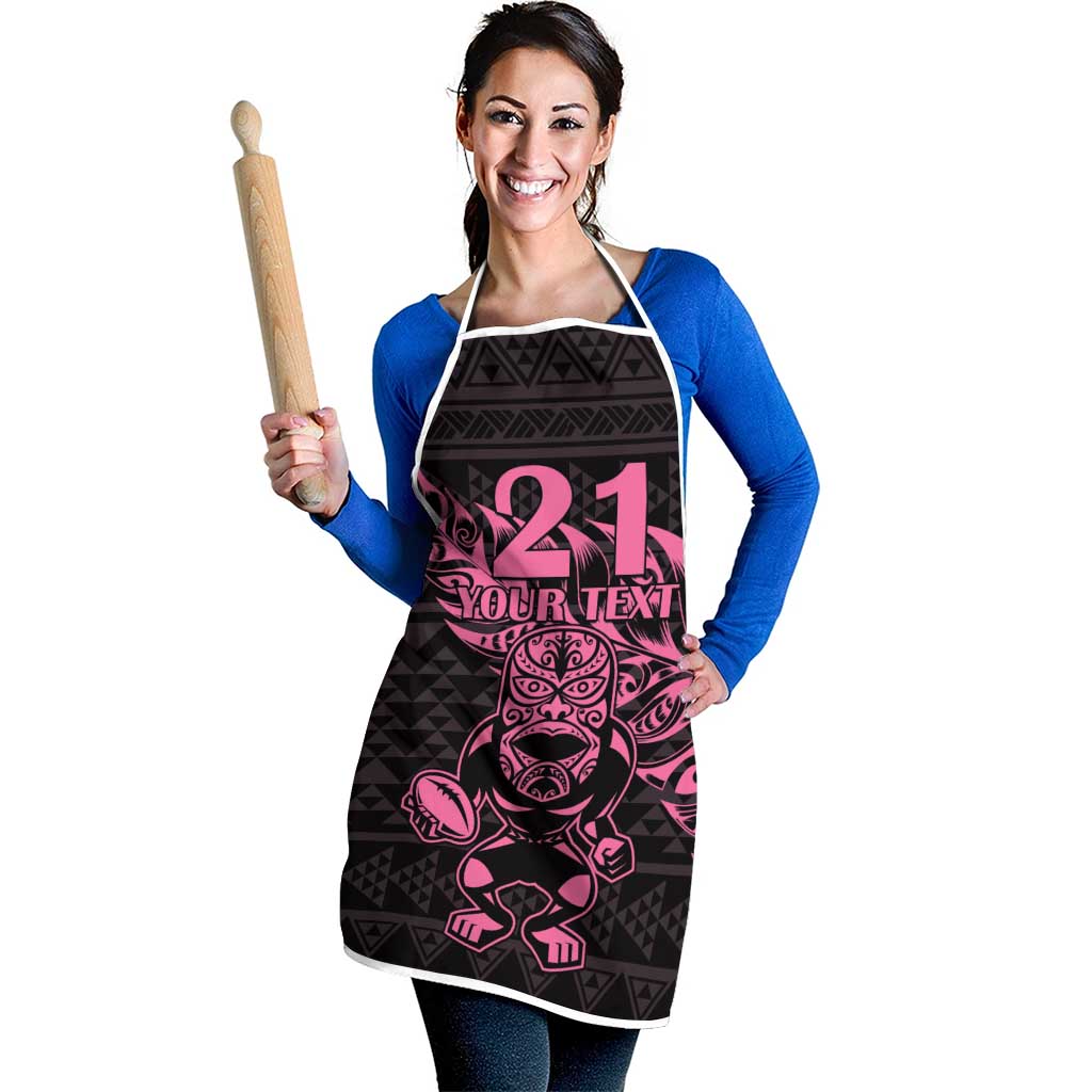 New Zealand Rugby Warrior Custom Apron Pink Fern Taniko Motif - Aussie Hoodie