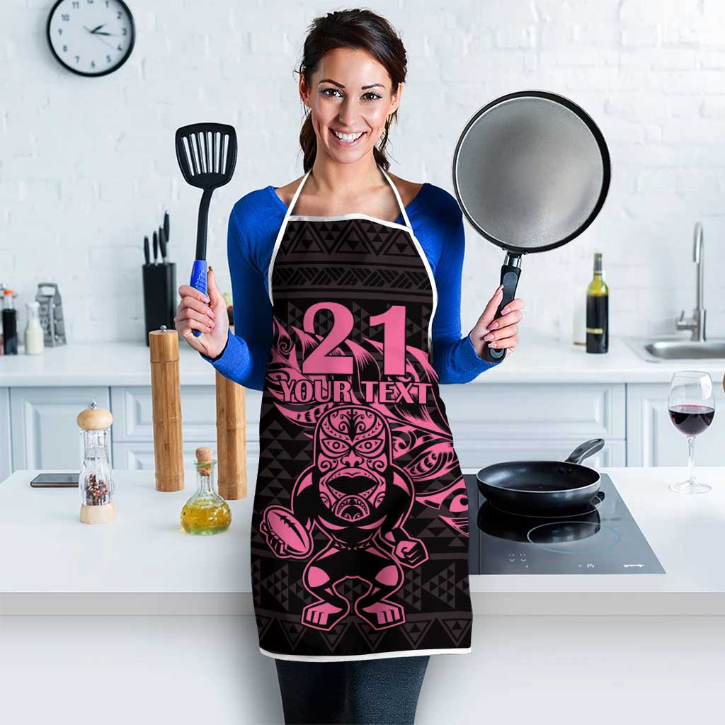 New Zealand Rugby Warrior Custom Apron Pink Fern Taniko Motif - Aussie Hoodie