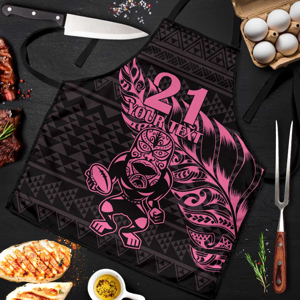 New Zealand Rugby Warrior Custom Apron Pink Fern Taniko Motif - Aussie Hoodie