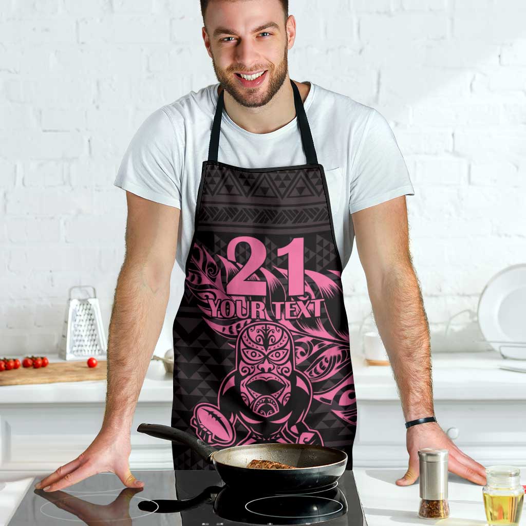 New Zealand Rugby Warrior Custom Apron Pink Fern Taniko Motif - Aussie Hoodie