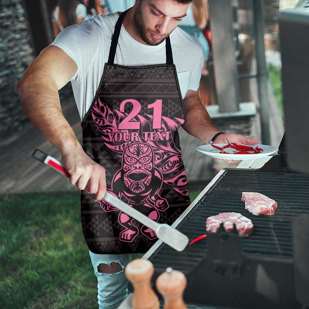 New Zealand Rugby Warrior Custom Apron Pink Fern Taniko Motif - Aussie Hoodie