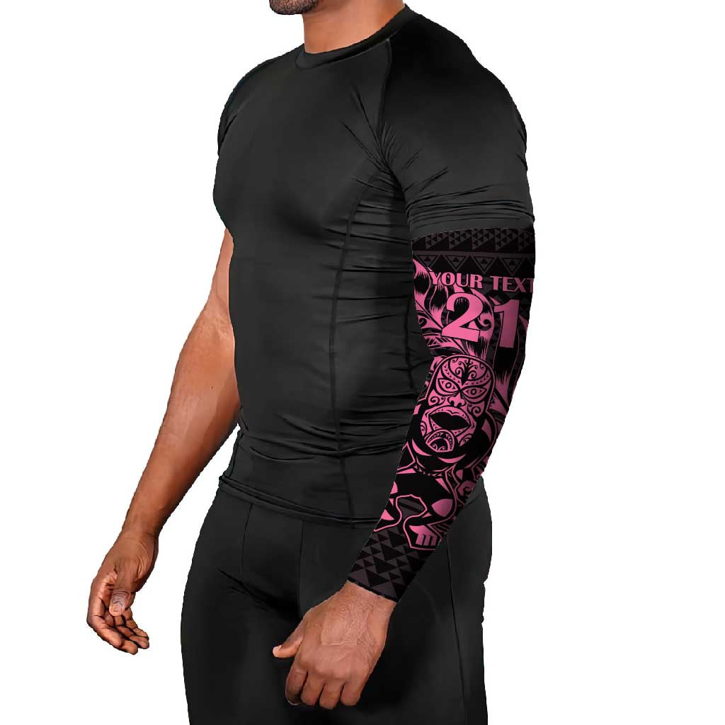 New Zealand Rugby Warrior Custom Arm Sleeves Pink Fern Taniko Motif - Aussie Hoodie