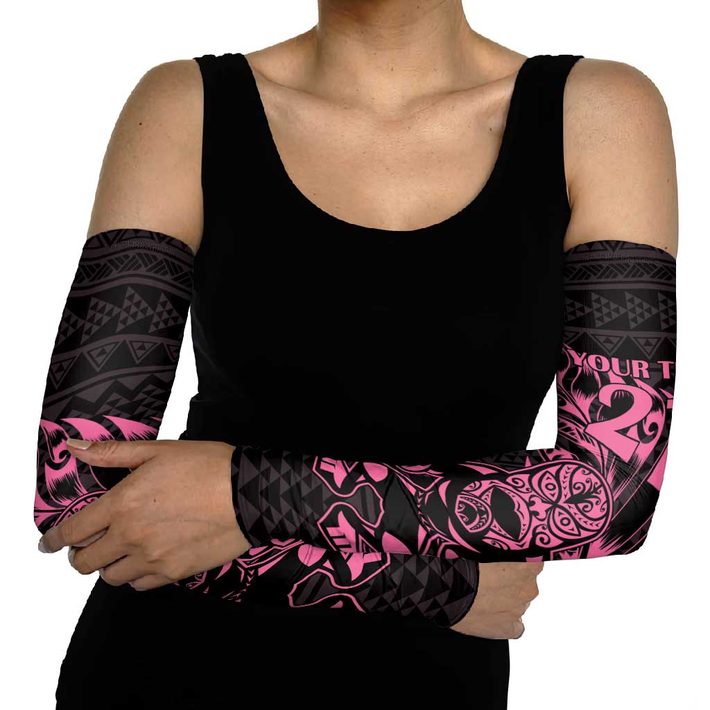 New Zealand Rugby Warrior Custom Arm Sleeves Pink Fern Taniko Motif - Aussie Hoodie