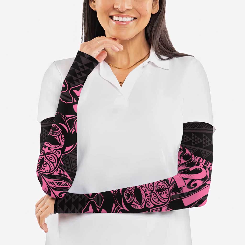 New Zealand Rugby Warrior Custom Arm Sleeves Pink Fern Taniko Motif - Aussie Hoodie