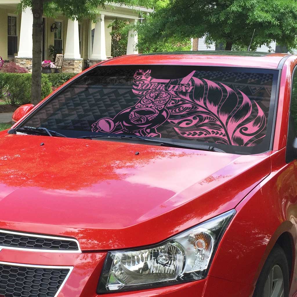 New Zealand Rugby Warrior Custom Auto Sun Shade Pink Fern Taniko Motif - Aussie Hoodie