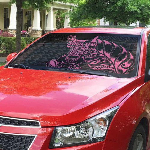 New Zealand Rugby Warrior Custom Auto Sun Shade Pink Fern Taniko Motif - Aussie Hoodie