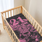 New Zealand Maori Rugby Warrior Custom Baby Bed Cover Pink Fern Taniko Motif