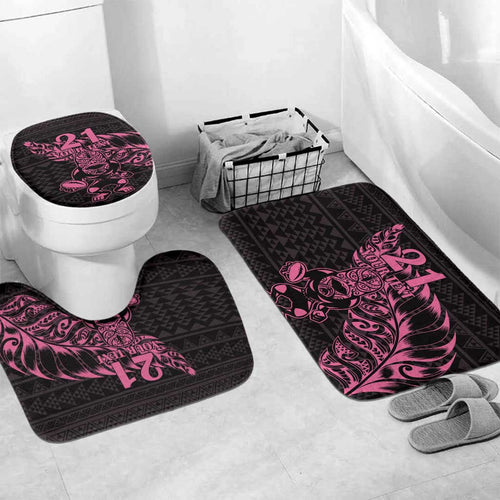 New Zealand Rugby Warrior Custom Bathroom Set Pink Fern Taniko Motif - Aussie Hoodie