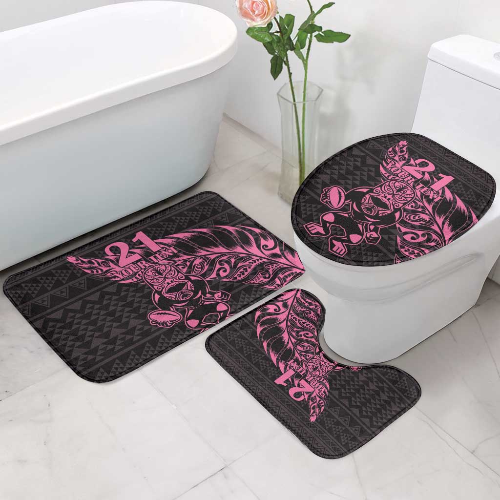 New Zealand Rugby Warrior Custom Bathroom Set Pink Fern Taniko Motif - Aussie Hoodie