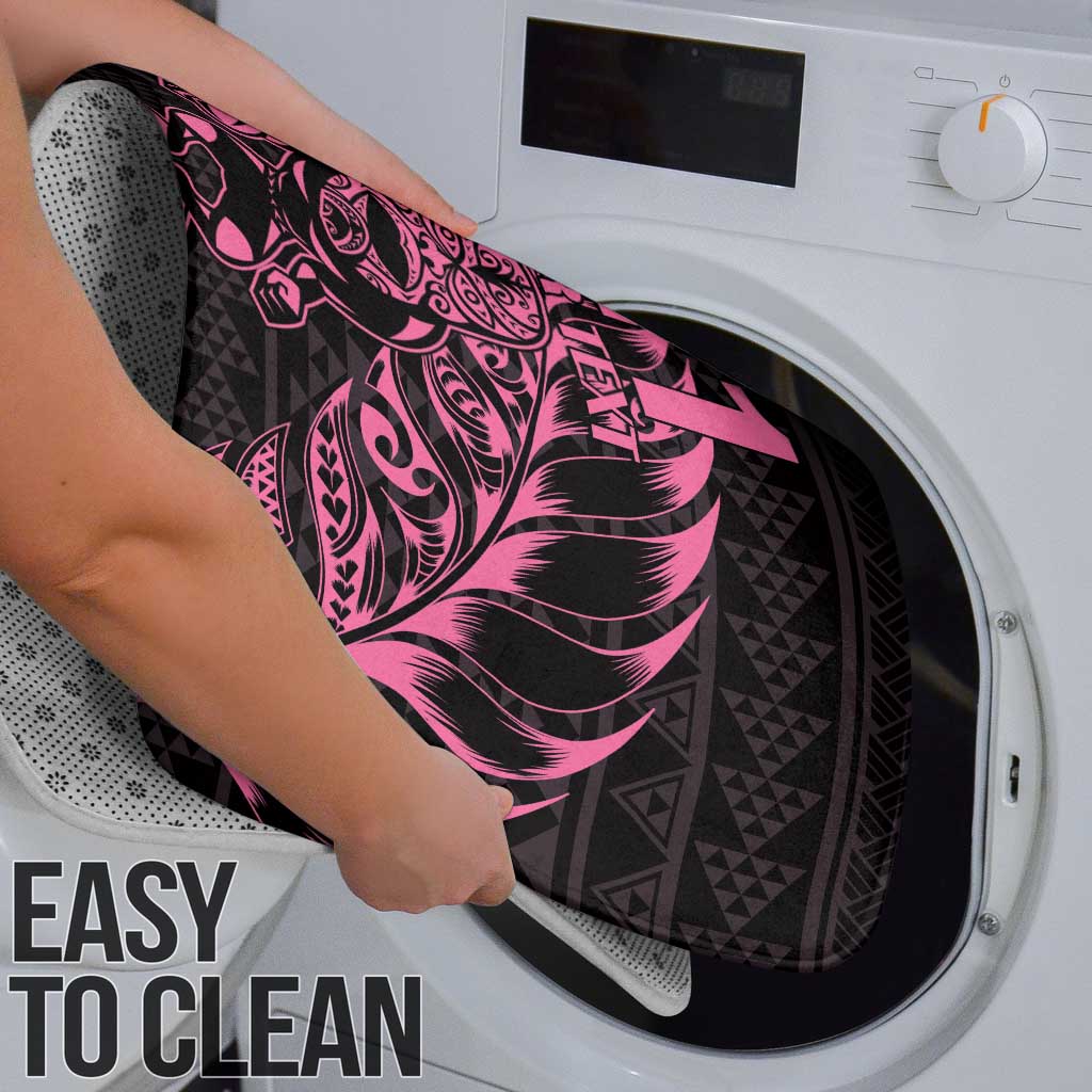 New Zealand Rugby Warrior Custom Bathroom Set Pink Fern Taniko Motif - Aussie Hoodie