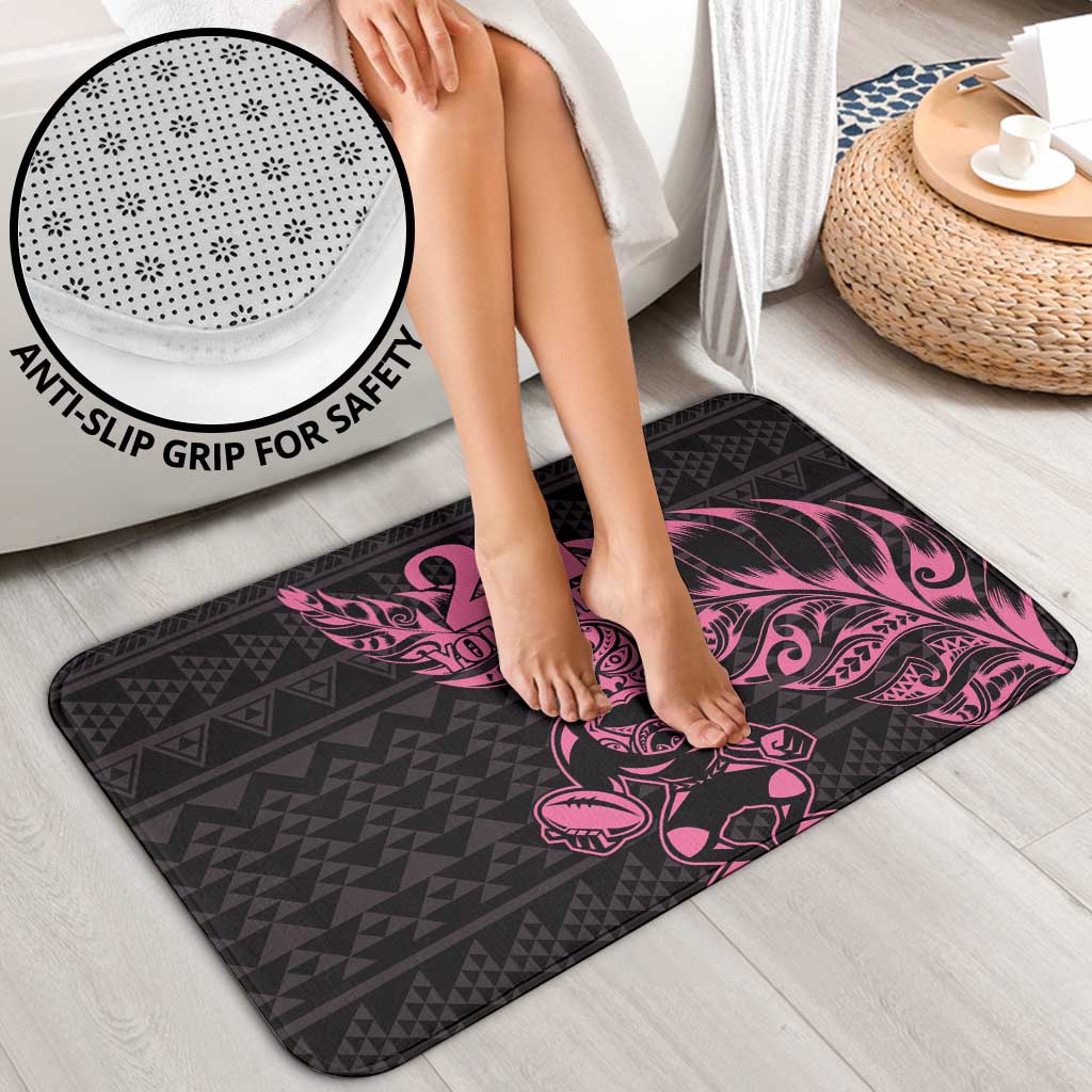 New Zealand Rugby Warrior Custom Bathroom Set Pink Fern Taniko Motif - Aussie Hoodie