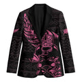 New Zealand Rugby Warrior Custom Blazer Pink Fern Taniko Motif - Aussie Hoodie
