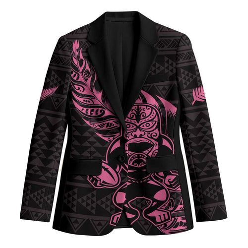 New Zealand Rugby Warrior Custom Blazer Pink Fern Taniko Motif - Aussie Hoodie