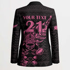 New Zealand Rugby Warrior Custom Blazer Pink Fern Taniko Motif - Aussie Hoodie