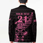 New Zealand Rugby Warrior Custom Blazer Pink Fern Taniko Motif - Aussie Hoodie