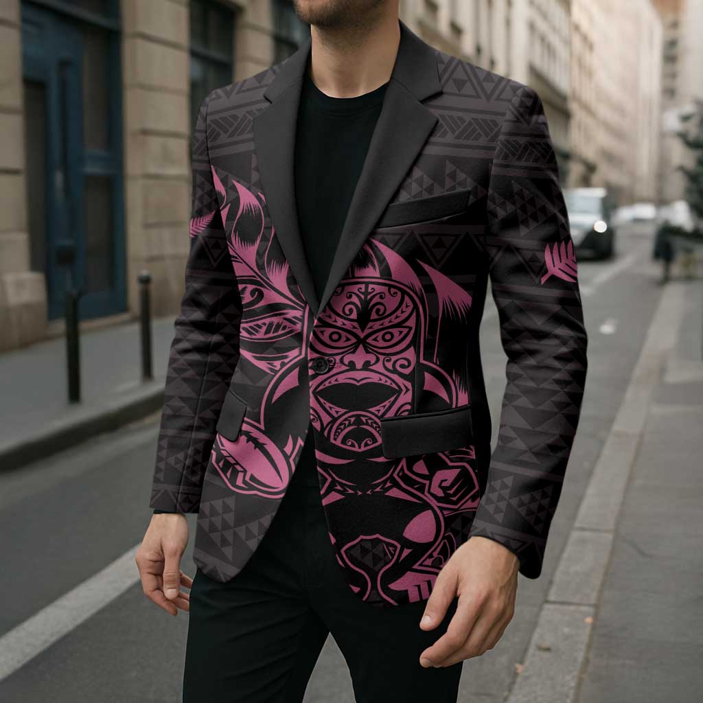 New Zealand Rugby Warrior Custom Blazer Pink Fern Taniko Motif - Aussie Hoodie