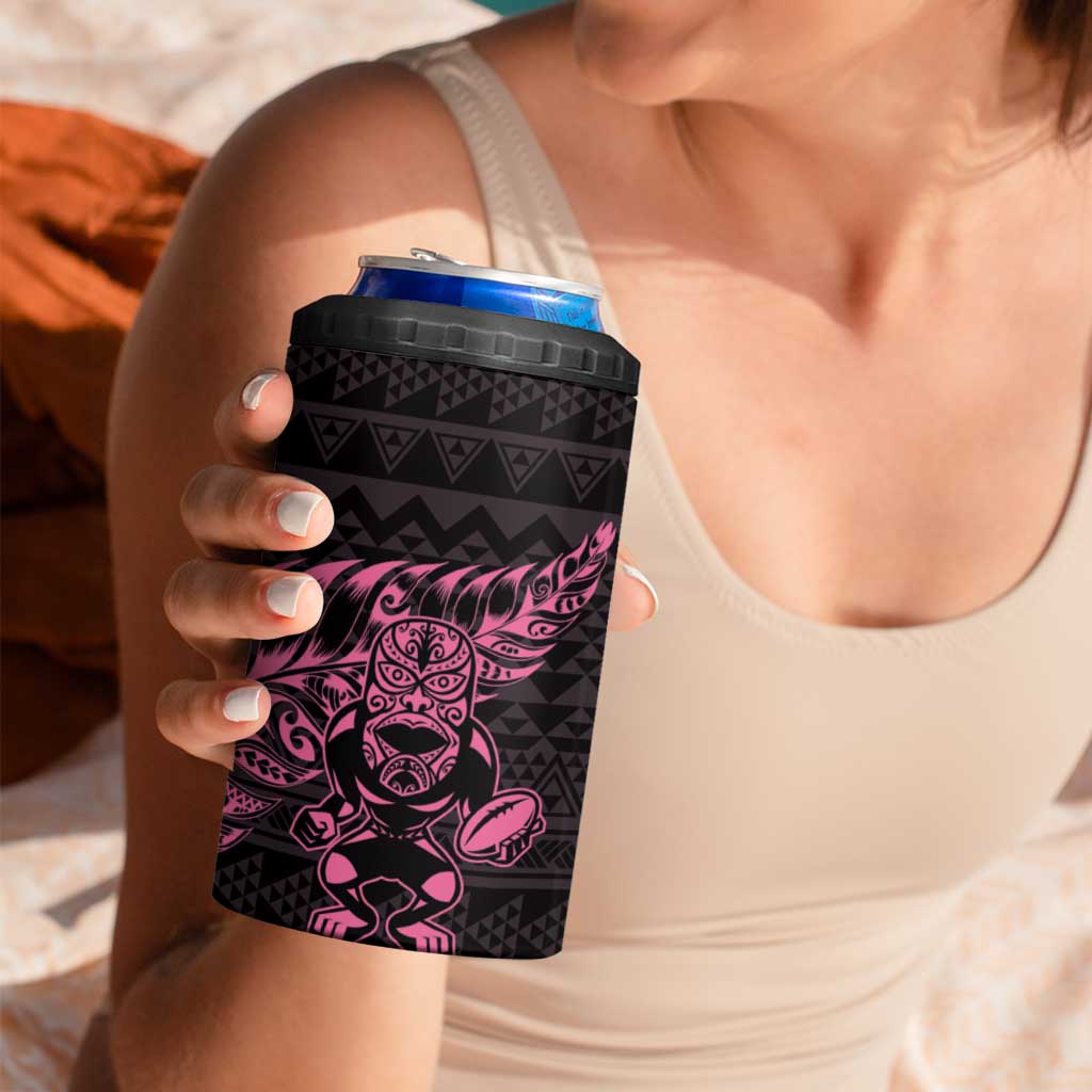 New Zealand Rugby Warrior Custom 4 in 1 Can Cooler Tumbler Pink Fern Taniko Motif