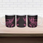 New Zealand Rugby Warrior Custom Ceramic Mug Pink Fern Taniko Motif - Aussie Hoodie