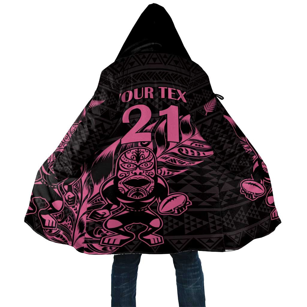 New Zealand Rugby Warrior Custom Cloak Pink Fern Taniko Motif - Aussie Hoodie