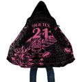 New Zealand Rugby Warrior Custom Cloak Pink Fern Taniko Motif - Aussie Hoodie