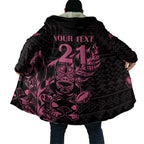 New Zealand Rugby Warrior Custom Cloak Pink Fern Taniko Motif - Aussie Hoodie