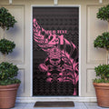 New Zealand Rugby Warrior Custom Door Cover Pink Fern Taniko Motif - Aussie Hoodie