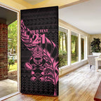 New Zealand Rugby Warrior Custom Door Cover Pink Fern Taniko Motif - Aussie Hoodie