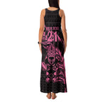 New Zealand Rugby Warrior Custom Family Matching Tank Maxi Dress and Hawaiian Shirt Pink Fern Taniko Motif