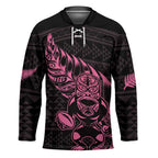 New Zealand Rugby Warrior Custom Hockey Jersey Pink Fern Taniko Motif - Aussie Hoodie