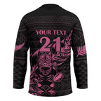 New Zealand Rugby Warrior Custom Hockey Jersey Pink Fern Taniko Motif - Aussie Hoodie