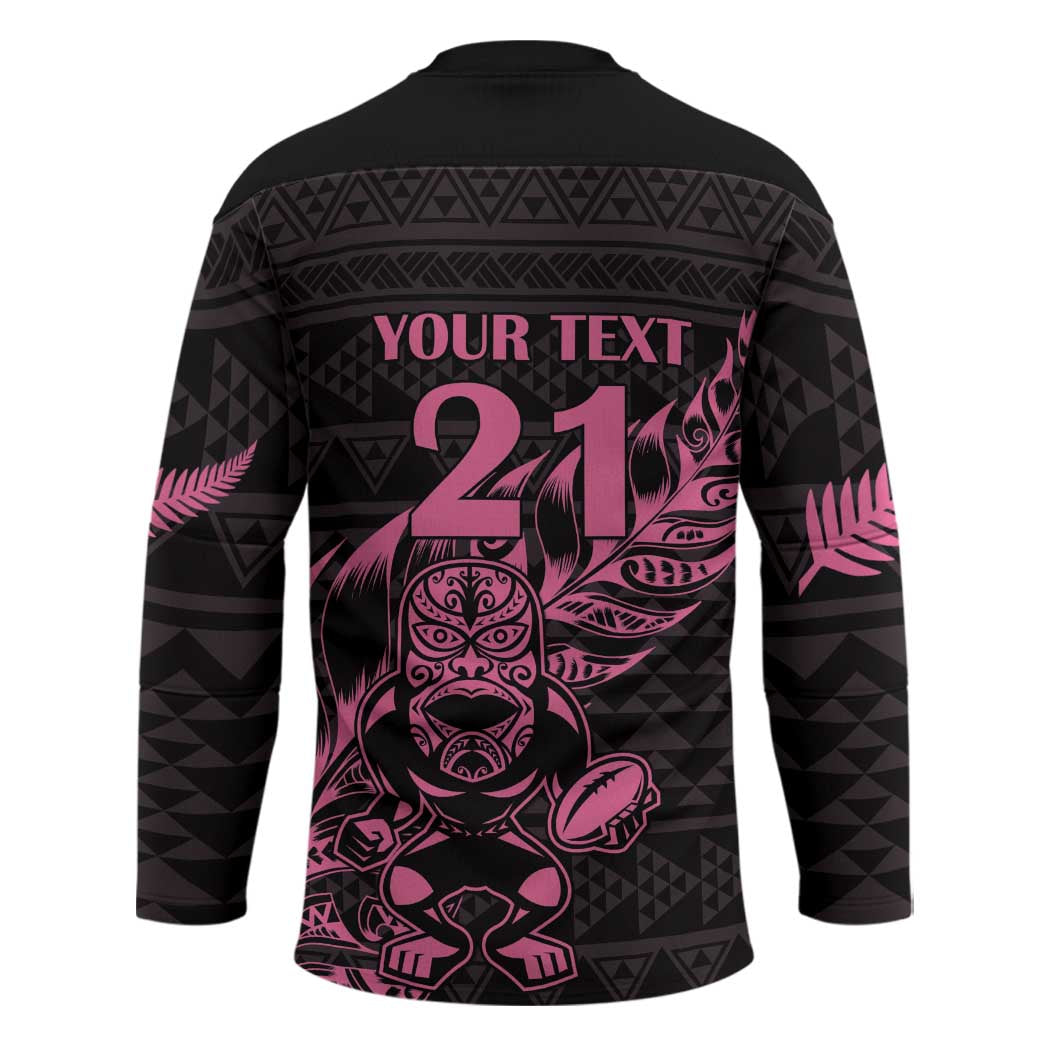 New Zealand Rugby Warrior Custom Hockey Jersey Pink Fern Taniko Motif - Aussie Hoodie