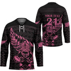 New Zealand Rugby Warrior Custom Hockey Jersey Pink Fern Taniko Motif - Aussie Hoodie