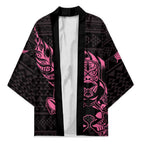 New Zealand Rugby Warrior Custom Kimono Pink Fern Taniko Motif - Aussie Hoodie