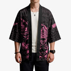 New Zealand Rugby Warrior Custom Kimono Pink Fern Taniko Motif - Aussie Hoodie