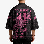 New Zealand Rugby Warrior Custom Kimono Pink Fern Taniko Motif - Aussie Hoodie