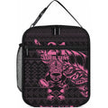 New Zealand Maori Rugby Warrior Custom Lunch Bag Pink Fern Taniko Motif